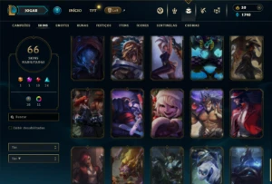 Unranked com 105 Champs e 66 Skins - League of Legends LOL