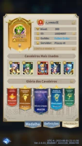 Conta Saint Seiya Lendas da Justiça - Saint Seiya Awakening SSA