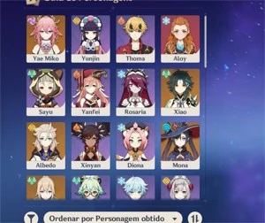 Conta Genshin Ar55 (XIAO, YAE MIKO, MONA, ALBEDO, JEAN) - Genshin Impact