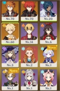 Conta Genshin Impact com 3 personagens 5 estrelas