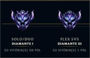 Conta Diamond 1 SoloQ Diamond 3 Flex 158 skins - League of Legends LOL