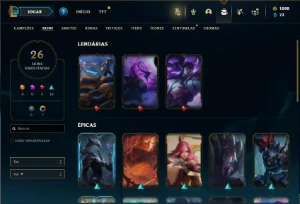 Conta Unranked com 60 Champs e 26 Skins + 1100 RP - League of Legends LOL