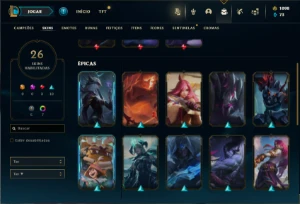 Conta Unranked com 60 Champs e 26 Skins + 1100 RP - League of Legends LOL