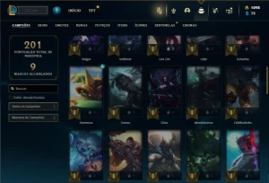 Conta Unranked com 60 Champs e 26 Skins + 1100 RP - League of Legends LOL