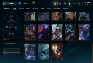Conta Unranked com 60 Champs e 26 Skins + 1100 RP - League of Legends LOL