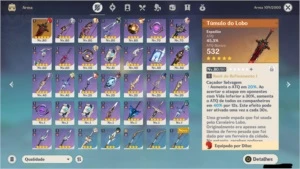 Conta AR 52 com 8 personagens 5* + Arma 5*+ arma do passe 4* - Genshin Impact