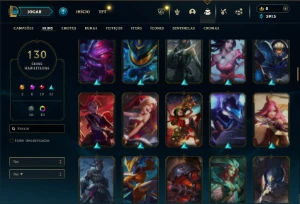 Ouro 4 com 115 Champs e 130 Skins + 2 Ultimates ( JG / MID ) - League of Legends LOL