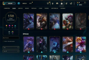 Ouro 4 com 115 Champs e 130 Skins + 2 Ultimates ( JG / MID ) - League of Legends LOL