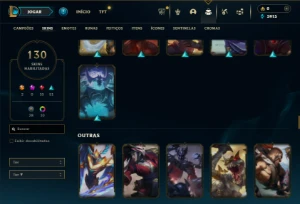 Ouro 4 com 115 Champs e 130 Skins + 2 Ultimates ( JG / MID ) - League of Legends LOL
