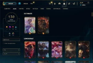 Ouro 4 com 115 Champs e 130 Skins + 2 Ultimates ( JG / MID ) - League of Legends LOL