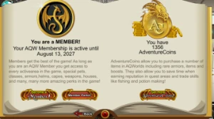 Conta aqw com donated e member com varios rares - Adventure Quest World