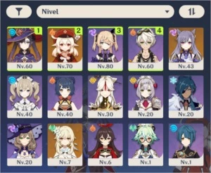 📚CONTA GENSHIN IMPACT 3 PERSONAGENS 5 AR 40✨, 12 ARMAS 4✨.