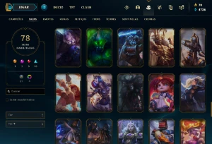Conta lol, LVL 220, 78 SKINS, 64 EMOTES, 131 Campeões - League of Legends
