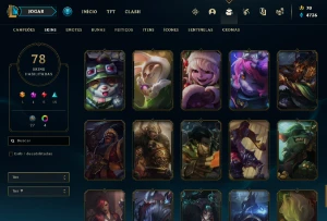 Conta lol, LVL 220, 78 SKINS, 64 EMOTES, 131 Campeões - League of Legends