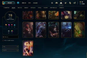 Conta lol, LVL 220, 78 SKINS, 64 EMOTES, 131 Campeões - League of Legends