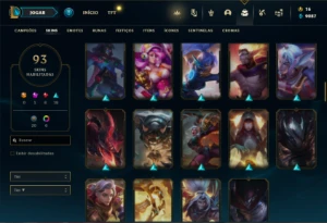 Conta Unranked com 150 Champs e 93 Skins + 7 Vitoriosas - League of Legends LOL
