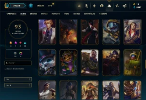 Conta Unranked com 150 Champs e 93 Skins + 7 Vitoriosas - League of Legends LOL