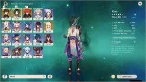 Conta AR 48 com Zhongli, Xiao, Diluc c1e Mona +3  Arma 5* - Genshin Impact