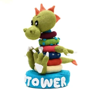 Brinquedo educativo Dinotower em amigurumi - Artesanato e Personalizados