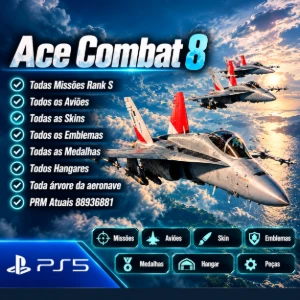 Ace Combat 8 (PS5) - Aviões, Skins, Rank S e muito mais!!! - Outros