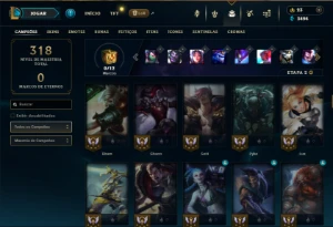 Unranked com 105 Champs e 45 Skins - League of Legends LOL