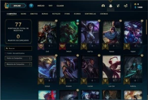 Conta Diamante 3 com 56 Champs e 15 Skins + 1 Fragmento - League of Legends LOL
