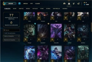 Conta Diamante 3 com 56 Champs e 15 Skins + 1 Fragmento - League of Legends LOL