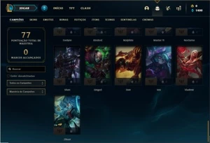 Conta Diamante 3 com 56 Champs e 15 Skins + 1 Fragmento - League of Legends LOL