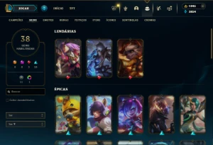 Platina 3 com 95 Champs e 38 Skins + 1000 RP - League of Legends LOL
