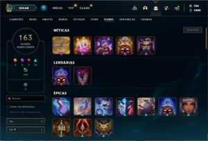 Conta bronze 1 com 125 Champs e 71 Skins + 700 RP - League of Legends LOL