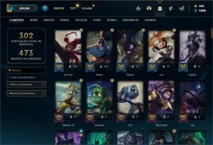 Conta bronze 1 com 125 Champs e 71 Skins + 700 RP - League of Legends LOL