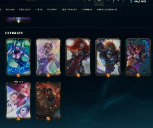 League of Legends 678 skins, 3 skins limitadas 1 Transcedida LOL
