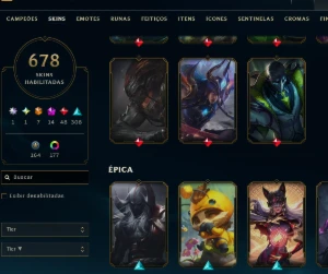 League of Legends 678 skins, 3 skins limitadas 1 Transcedida LOL