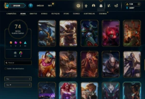 Unranked com 105 Champs e 74 Skins + Ryze Triunfante - League of Legends LOL