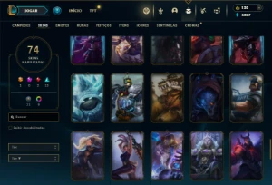 Unranked com 105 Champs e 74 Skins + Ryze Triunfante - League of Legends LOL