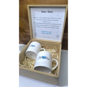 Kit Caixa MDF com Canecas Personalizadas - Artesanato e Personalizados