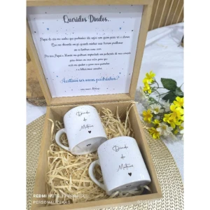 Kit Caixa MDF com Canecas Personalizadas - Artesanato e Personalizados