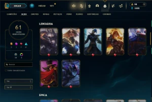 Esmeralda 2 com 90 Champs e 61 Skins ( ADC / MID / JG ) - League of Legends LOL