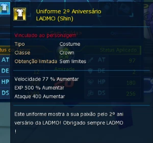 LADMO Omega Starter Uniforme Perma 2º Níver e Digis SSS/SSS+ - Digimon Masters Online