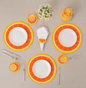 Conjunto Mesa Posta Crochê Laranja - Artesanato e Personalizados