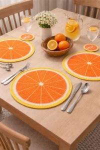 Conjunto Mesa Posta Crochê Laranja