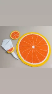 Conjunto Mesa Posta Crochê Laranja - Artesanato e Personalizados