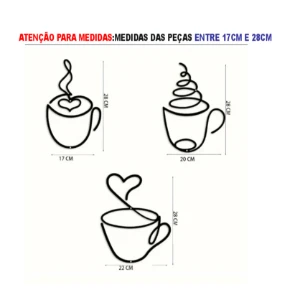 Trio Xícaras Cantinho do Café em MDF - Artesanato e Personalizados