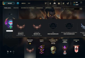 Bronze 1 com TODOS os champs e 314 Skins + 6 Miticas - League of Legends LOL