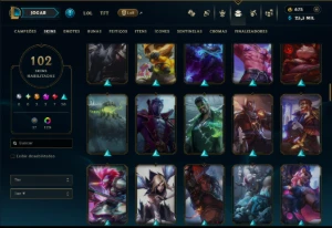 Bronze 3 com 130 Champs e 102 Skins ( Mais de 250 Jogos ) - League of Legends LOL