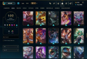 Bronze 3 com 130 Champs e 102 Skins ( Mais de 250 Jogos ) - League of Legends LOL