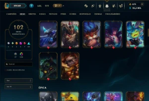 Bronze 3 com 130 Champs e 102 Skins ( Mais de 250 Jogos ) - League of Legends LOL