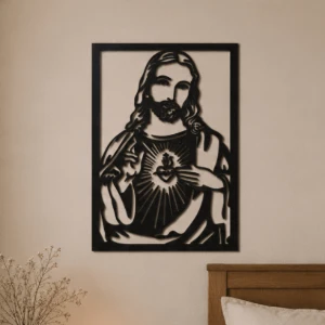 Quadro Sagrado Coração de Jesus em MDF 50 x 35 cm