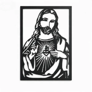 Quadro Sagrado Coração de Jesus em MDF 50 x 35 cm - Artesanato e Personalizados