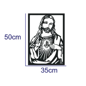 Quadro Sagrado Coração de Jesus em MDF 50 x 35 cm - Artesanato e Personalizados